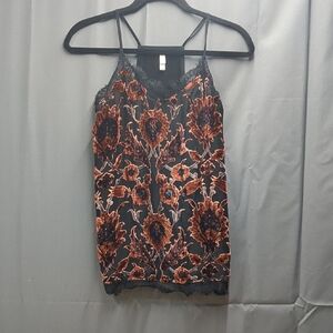 Xhilaration Black and Rust Floral Velvet Cami